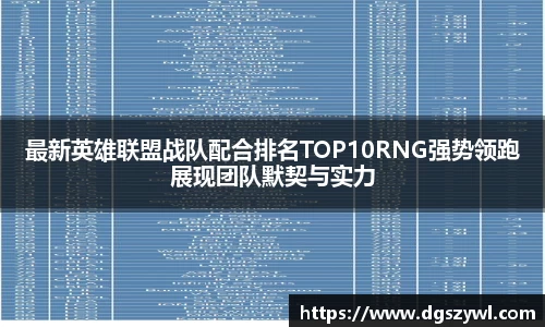 最新英雄联盟战队配合排名TOP10RNG强势领跑展现团队默契与实力